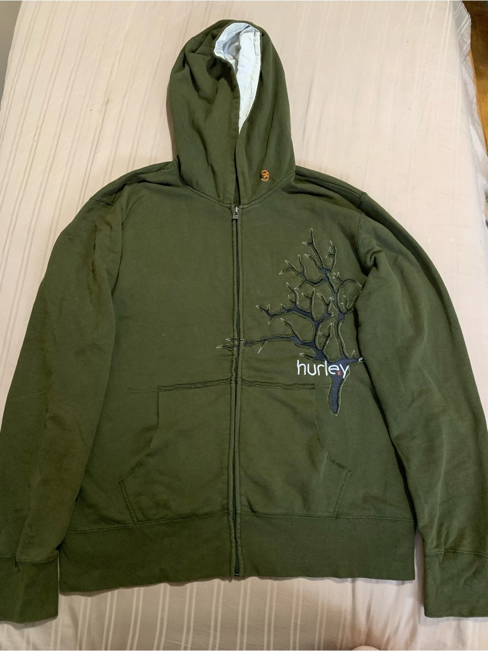 Vintage y2k Hurley Olive Green Hoodie with Black Label